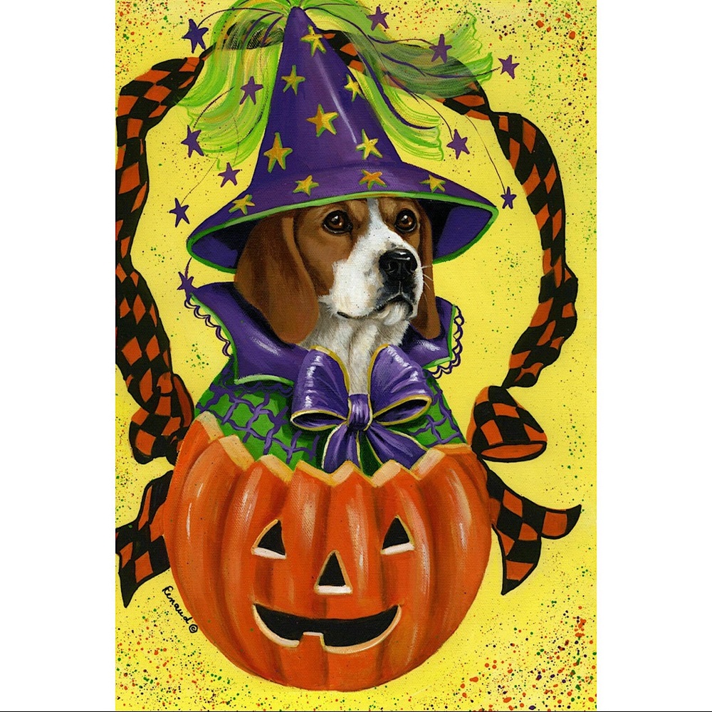 Precious Pets Garden Flag - Beagle Halloween 12" x 18”